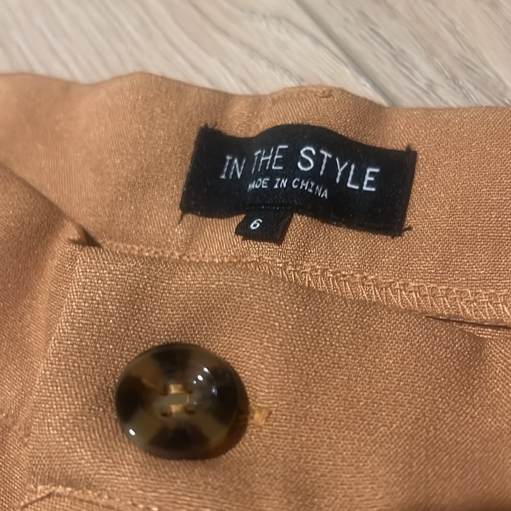 In The Style 2-Piece Suit Blazer & High Waist Pants Camel Color Size 6 XS - Picture 8 of 14